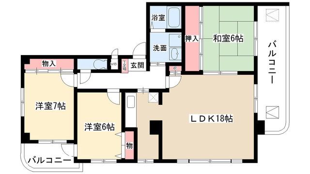 アルカディアV(3LDK/2階)の間取り写真