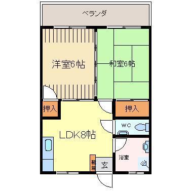 コーポ潤(2LDK/3階)の間取り写真