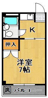 メゾンヒラオ(1K/1階)の間取り写真