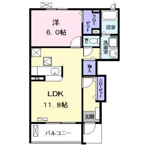 あおなみ線 荒子川公園駅 徒歩22分 2階建 築14年(1LDK/1階)の間取り写真