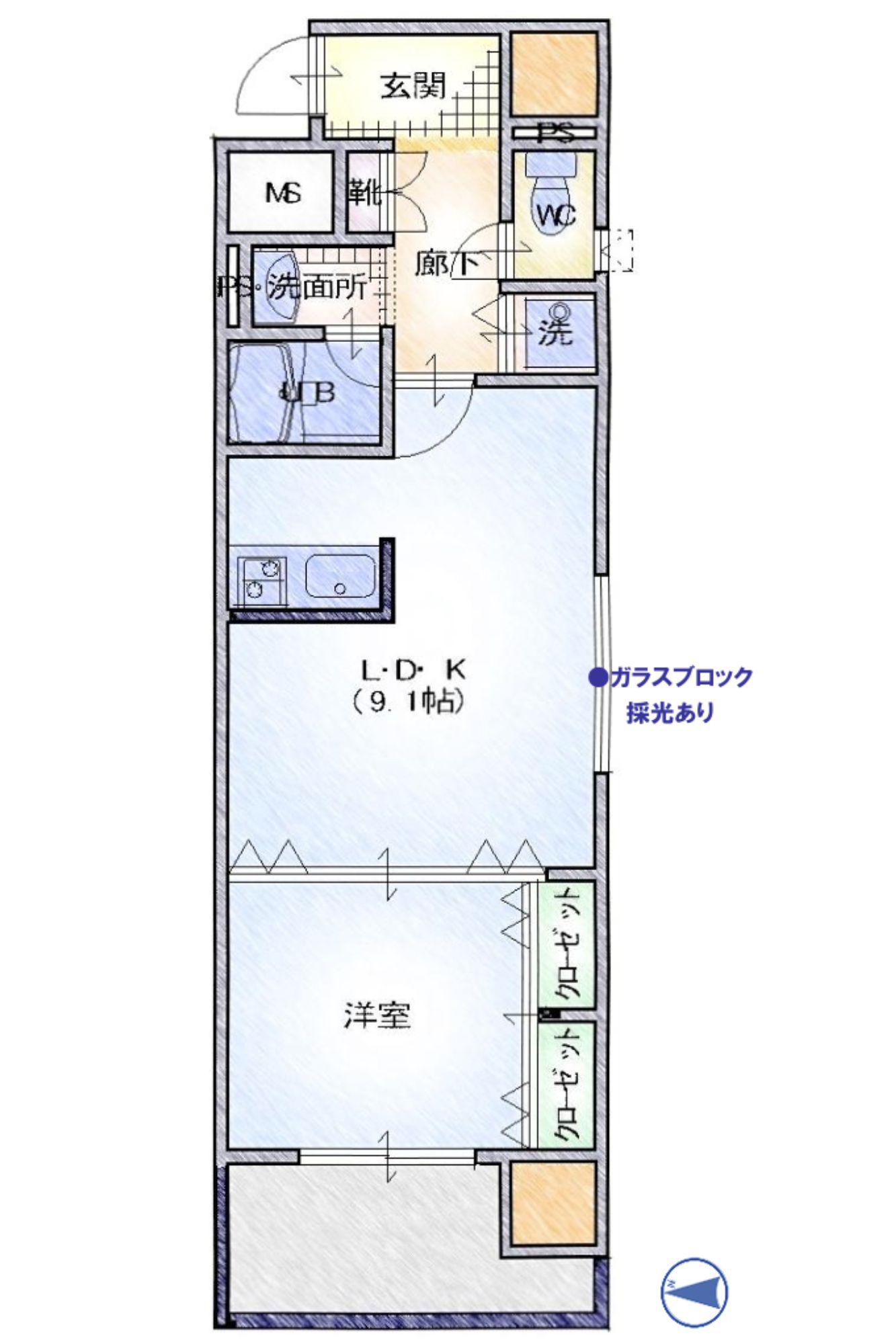 カーサラフェンテ(1LDK/4階)の間取り写真