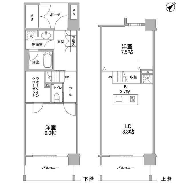 ラフィーヌ銀座(2LDK/11階)の間取り写真