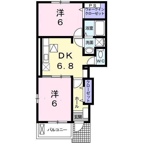 ソレアード(2DK/1階)の間取り写真