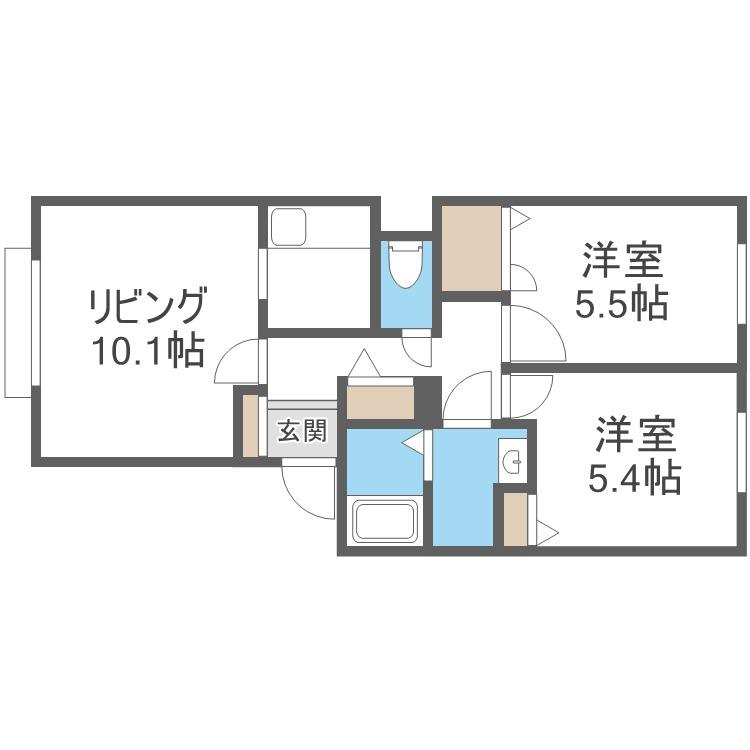 ディアス山の手311B(2LDK/1階)の間取り写真