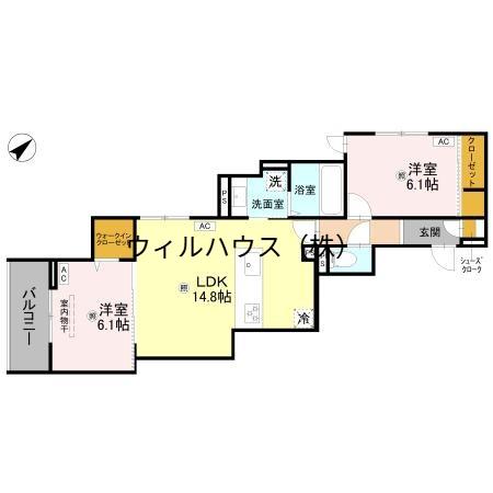 ラ メゾン ピック 中百舌鳥2(2LDK/3階)の間取り写真