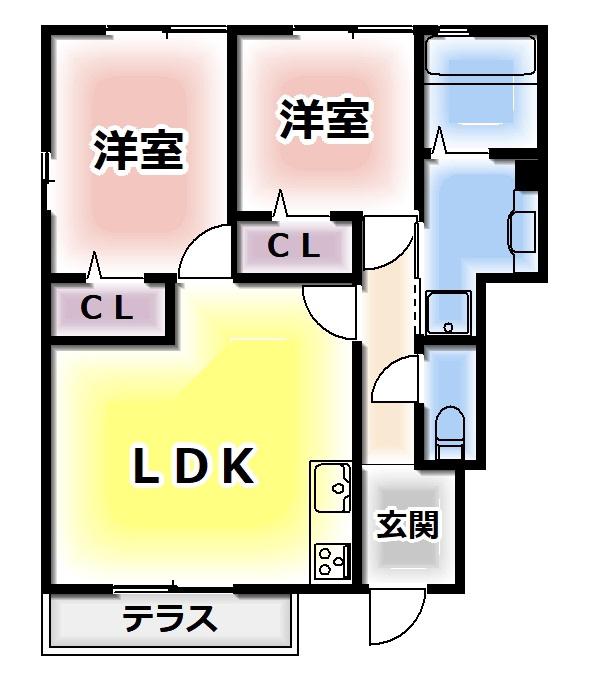 CONFORT石川(2LDK/1階)の間取り写真
