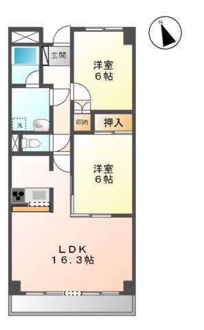 マーブル参番館(2LDK/2階)の間取り写真