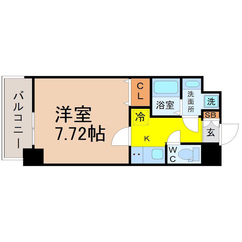プレイズシード瑞穂通(1K/5階)の間取り写真
