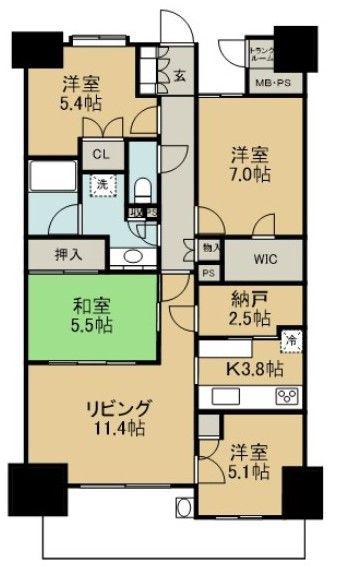 ブランズシティ守谷(4SLDK/18階)の間取り写真