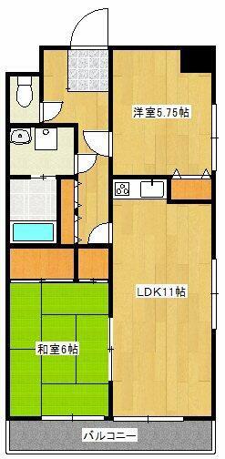 マンションミゾロク(2LDK/1階)の間取り写真