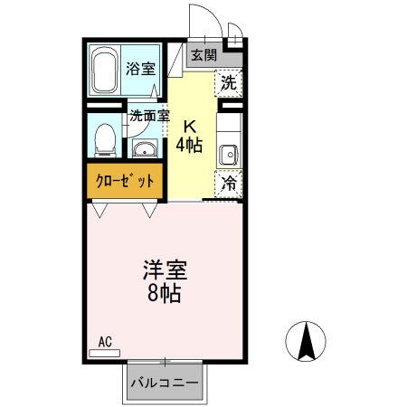 コンフォート玉名(1K/1階)の間取り写真
