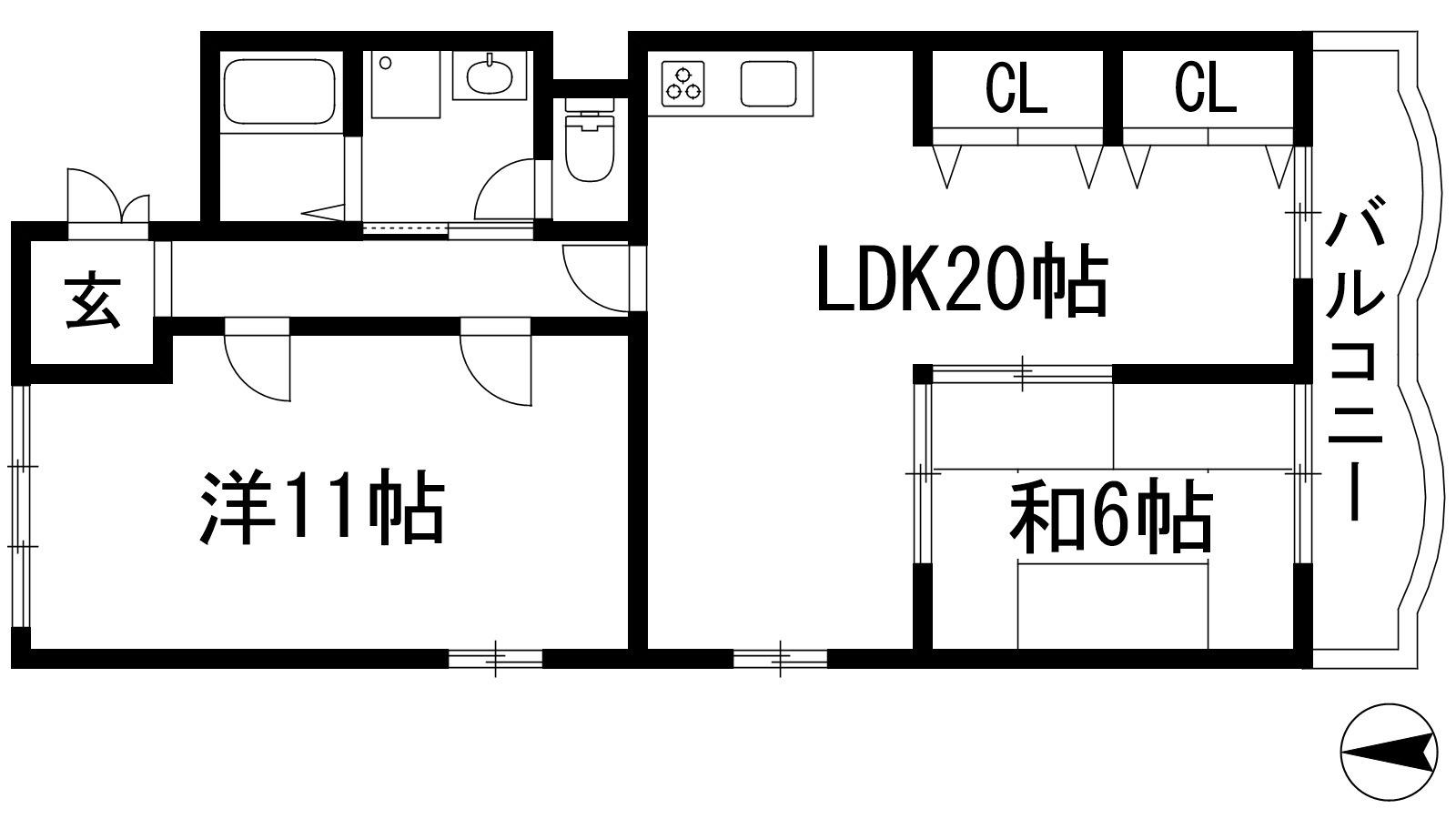 阪急逆瀬台マンション(2LDK/3階)の間取り写真