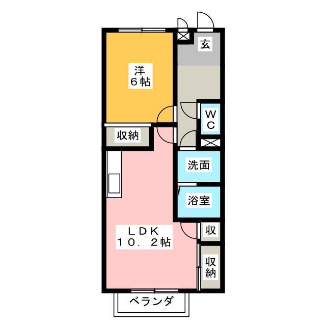 コンフォート坂祝(1LDK/2階)の間取り写真