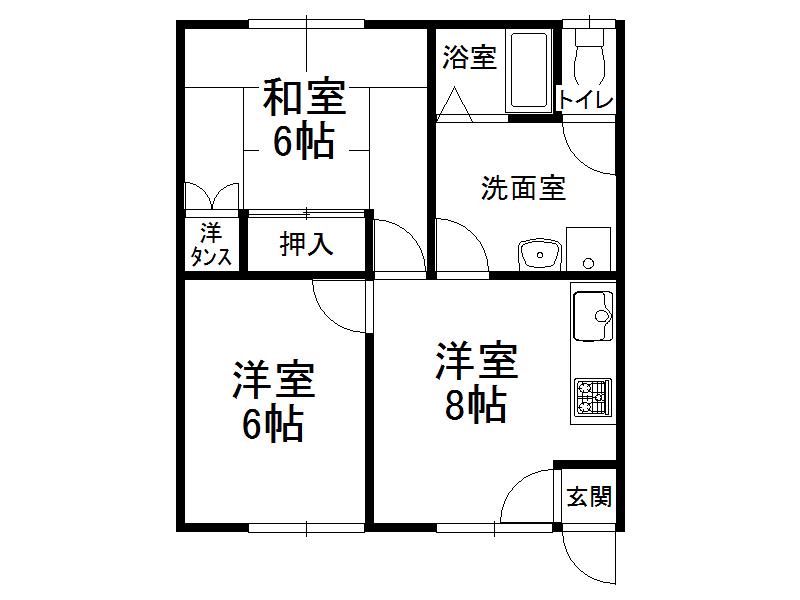 ひまわりマンション(2DK/2階)の間取り写真