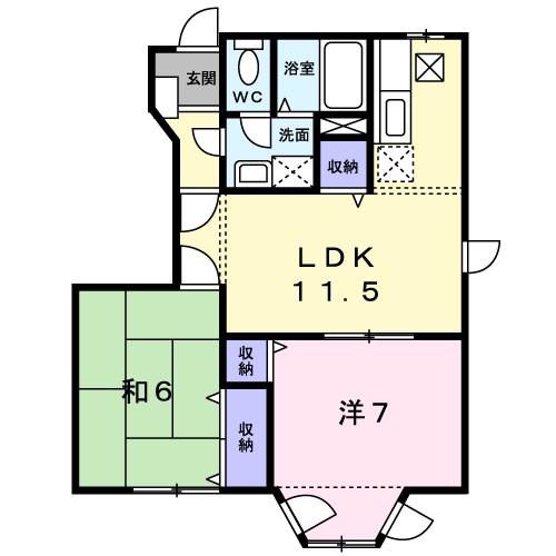 コーポ中谷戸V(2LDK/1階)の間取り写真