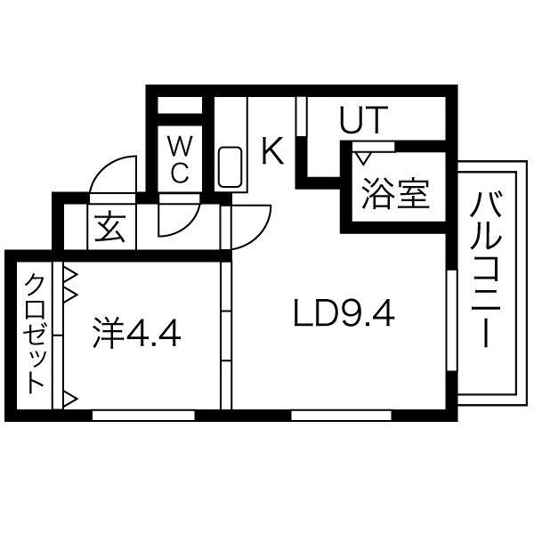 アルセンN26(1LDK/3階)の間取り写真