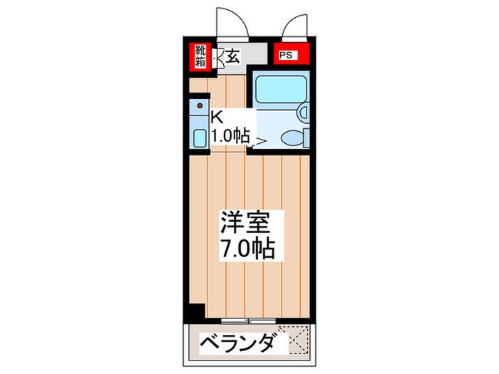シャイングレード21(1K/4階)の間取り写真