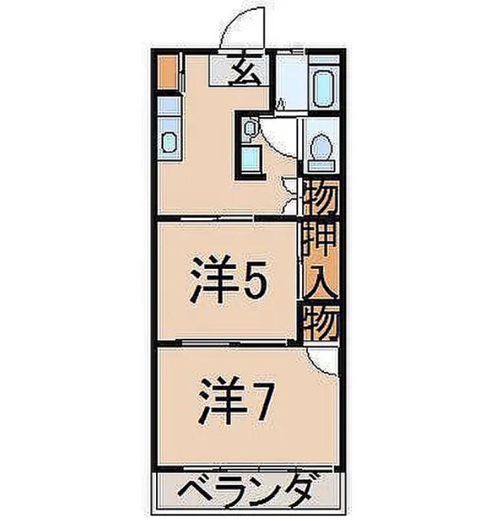 柳小路ハイツ(2K/1階)の間取り写真
