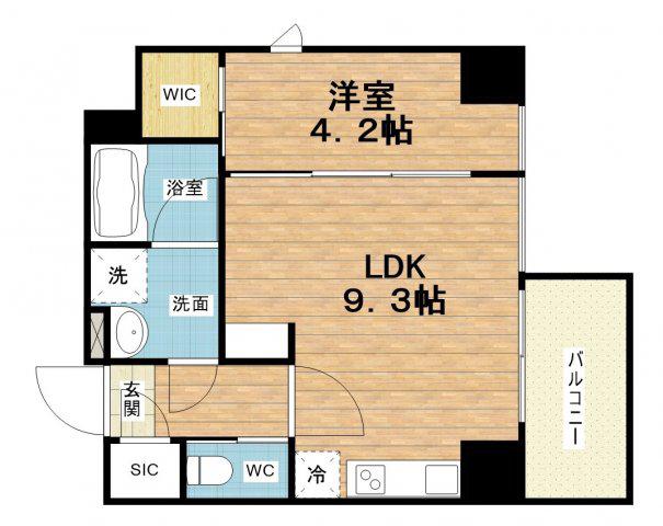 シーズンフラッツ大手前(1LDK/7階)の間取り写真
