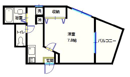 すえひろヒデンビル(1K/5階)の間取り写真
