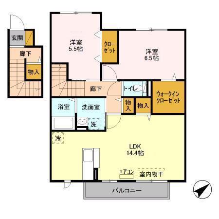 ポルテボヌールI(2LDK/2階)の間取り写真