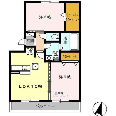 名鉄西尾線 桜井駅(愛知) 徒歩11分 3階建 築17年(2LDK/1階)の間取り写真