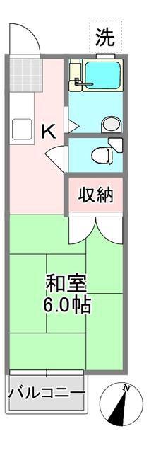カーザ金明(1K/2階)の間取り写真