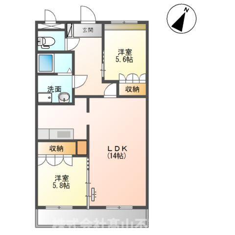 グランドールのぞえ2(2LDK/2階)の間取り写真