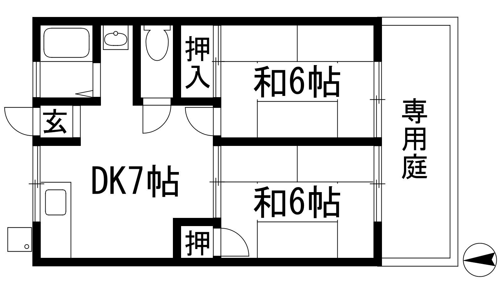 シティハイム橘(2DK/1階)の間取り写真