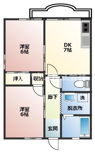 MGM NAKANOSHIMA A棟(2DK/3階)の間取り写真