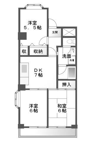 大宮セントラルマンション(3DK/3階)の間取り写真