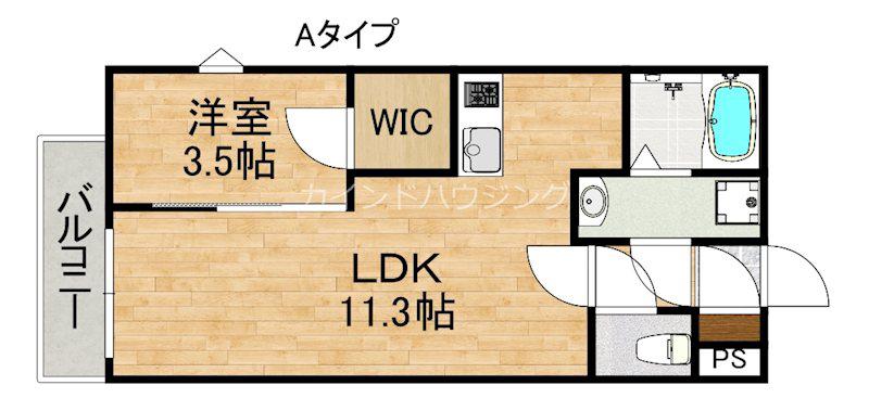 ジーメゾン泉佐野ルシエール(1LDK/1階)の間取り写真
