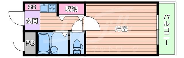 ハイムタケダT-7(1K/8階)の間取り写真