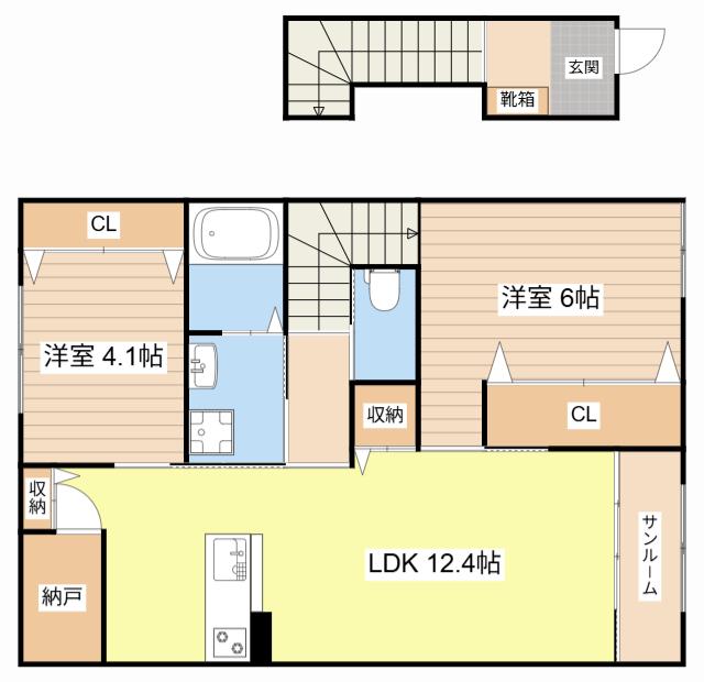 ラ・ルーチェ(2LDK/2階)の間取り写真
