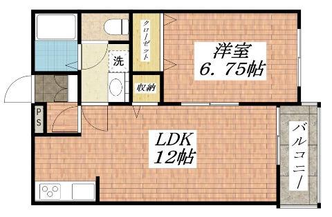 モナベイル(1LDK/1階)の間取り写真