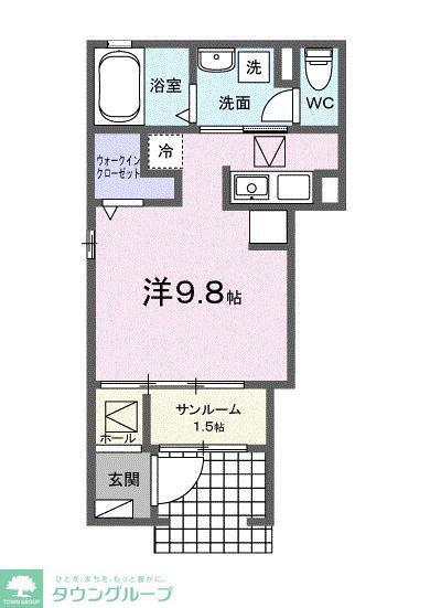 フローラ16(ワンルーム/1階)の間取り写真