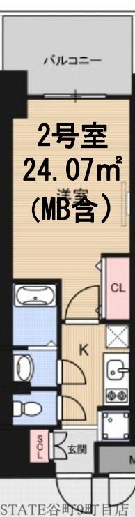 LUXE今里II(1K/8階)の間取り写真