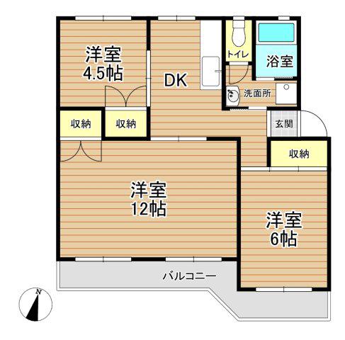 別所団地2号棟(3DK/4階)の間取り写真