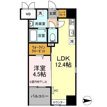 TRIO MARE 蔵前(1LDK/6階)の間取り写真