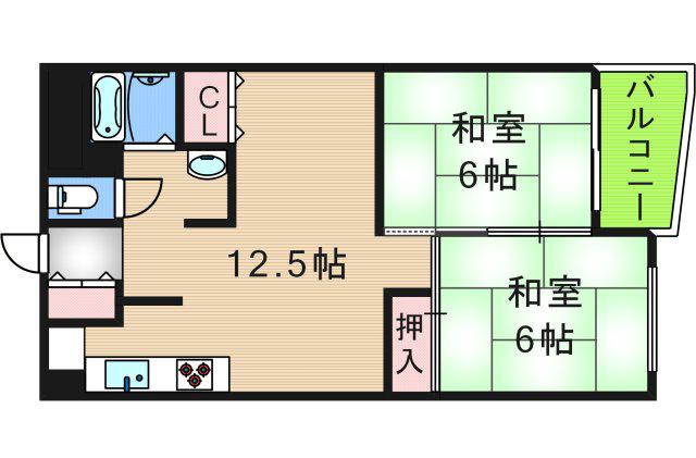 住之江コーポ(3LDK/2階)の間取り写真