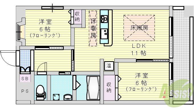 第20関根マンション(2LDK/12階)の間取り写真
