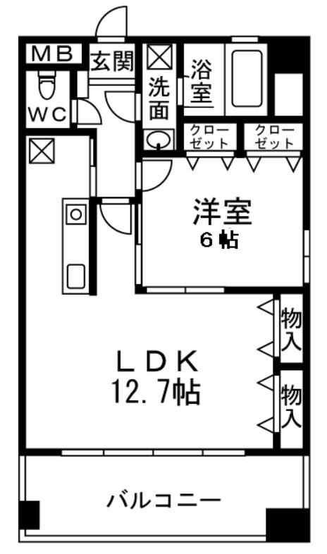 キャピトル安堂寺(1LDK/9階)の間取り写真