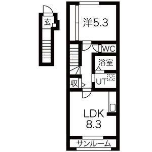 リクレ・ティーン(1LDK/2階)の間取り写真