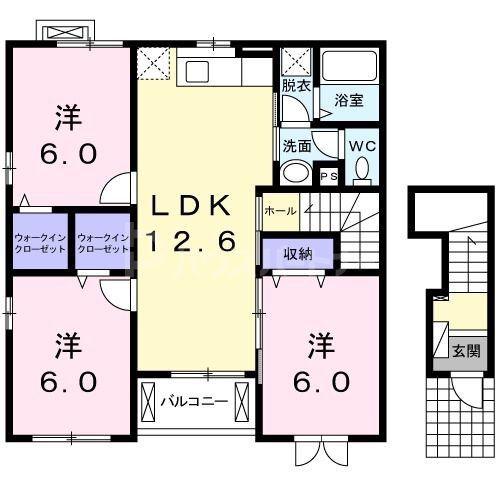 メゾン サンパティークII(3LDK/2階)の間取り写真