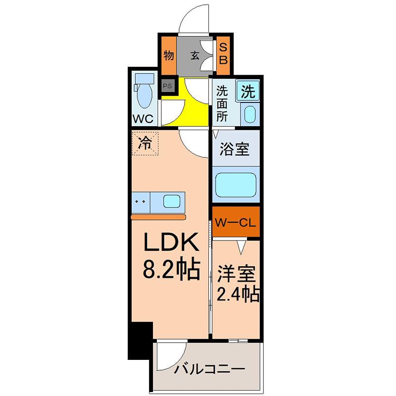 エスリード金山ル・グラン(1LDK/2階)の間取り写真