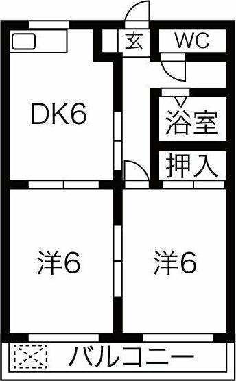 フレスコファースト(2DK/2階)の間取り写真