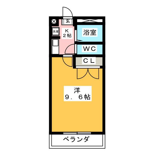 グリーン B(1K/3階)の間取り写真