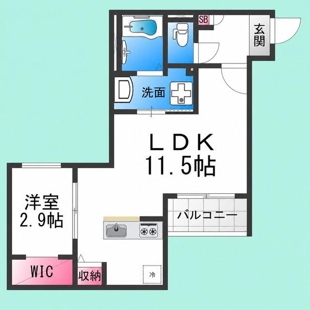 REGALEST堺町家(1LDK/3階)の間取り写真