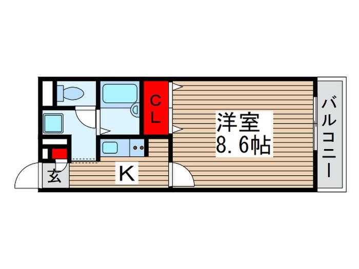 アンプルールフェール豊四季II(1K/2階)の間取り写真