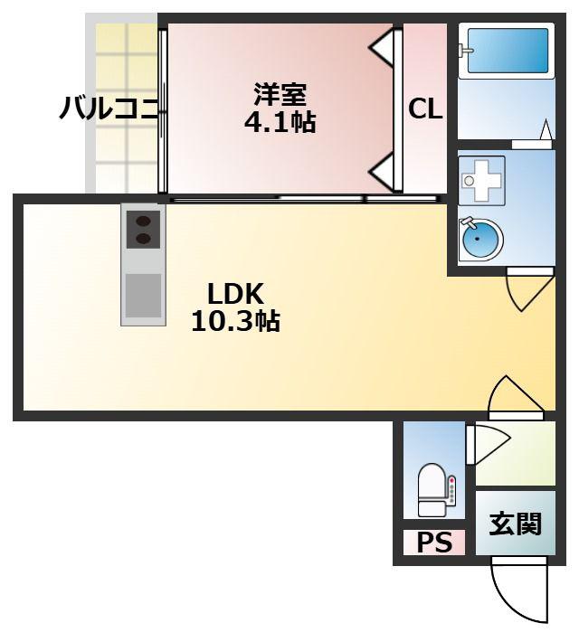SUNMARK干隈(1LDK/1階)の間取り写真